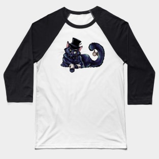 Fancy Cat - Longhair Black Gentleman Kitty Baseball T-Shirt